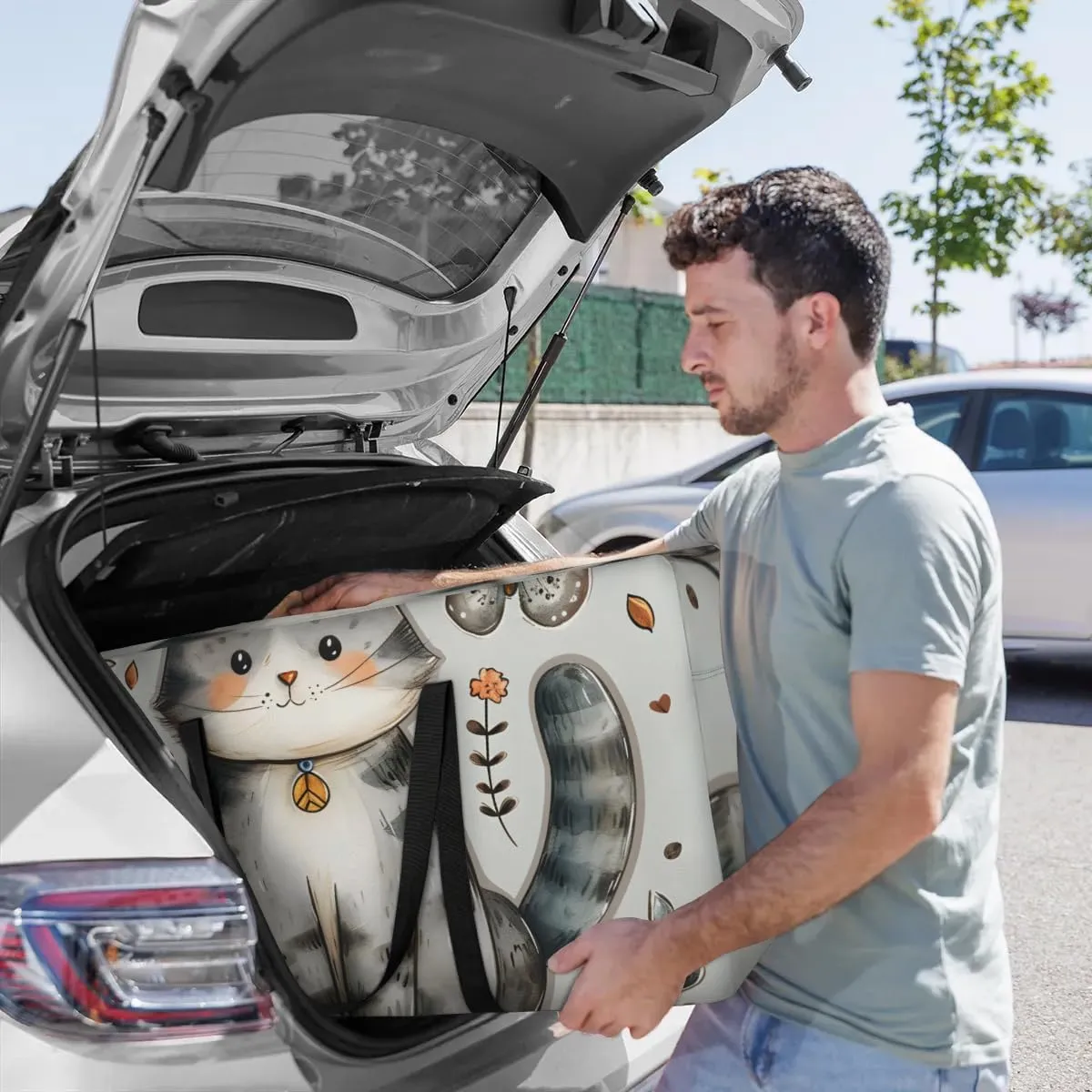 Extra Large Moving Bags Cute Cat Butterfly Storage Bags with Handles and Zippers Large Packing Bags for Space Saving Storage Totes Moving Supplies