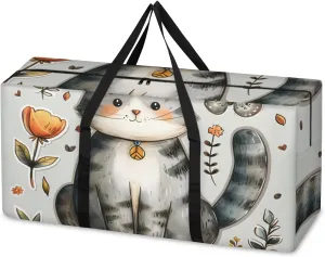 Extra Large Moving Bags Cute Cat Butterfly Storage Bags with Handles and Zippers Large Packing Bags for Space Saving Storage Totes Moving Supplies