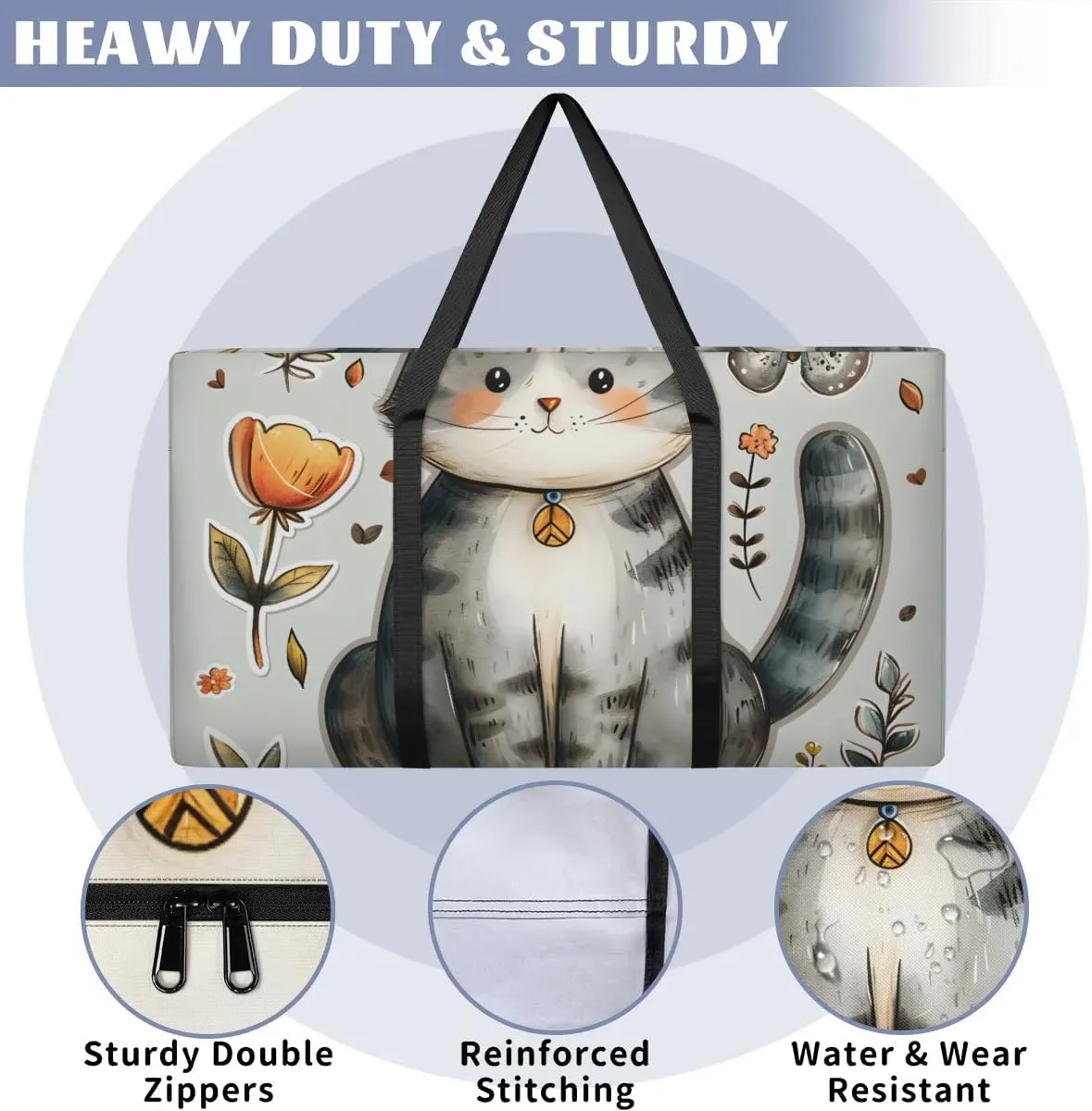 Extra Large Moving Bags Cute Cat Butterfly Storage Bags with Handles and Zippers Large Packing Bags for Space Saving Storage Totes Moving Supplies