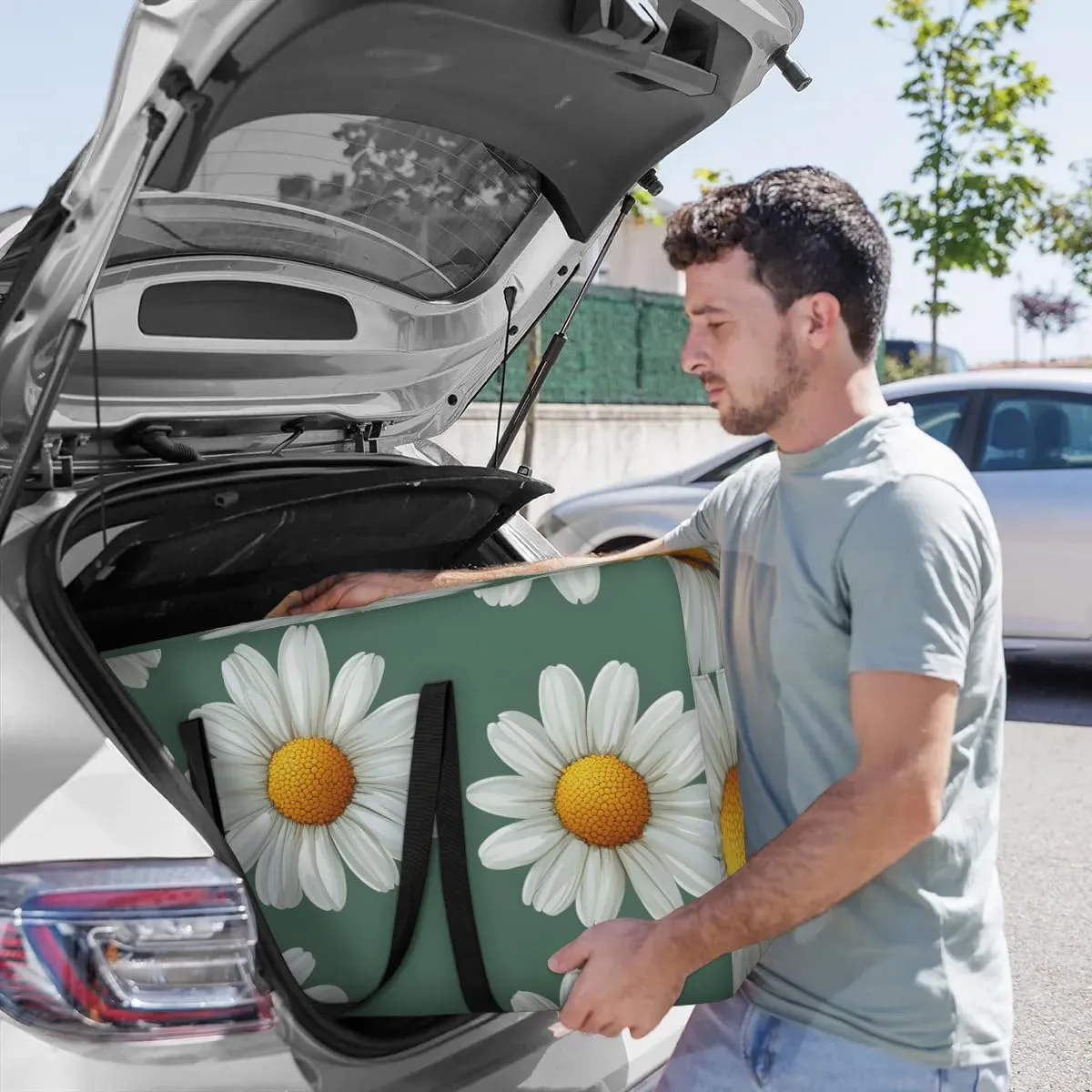 Extra Large Moving Bags Daisies Floral Storage Bags with Handles and Zippers Large Packing Bags for Space Saving Storage Totes Moving Supplies