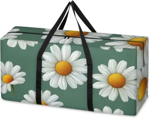 Extra Large Moving Bags Daisies Floral Storage Bags with Handles and Zippers Large Packing Bags for Space Saving Storage Totes Moving Supplies