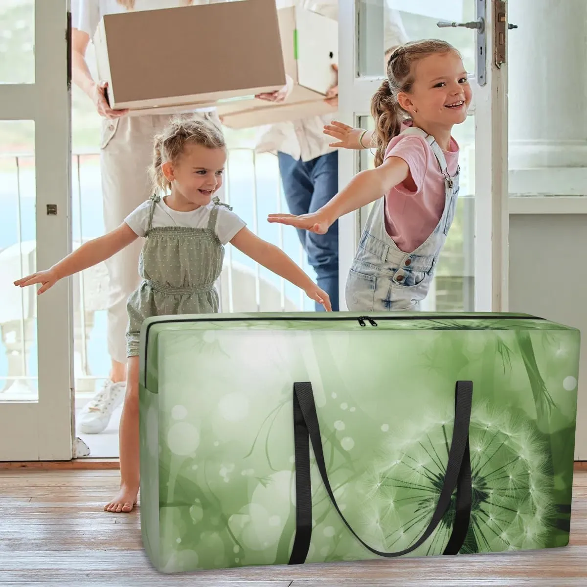 Extra Large Moving Bags Dandelion Theme Storage Bags with Handles and Zippers Large Packing Bags for Space Saving Storage Totes Moving Supplies