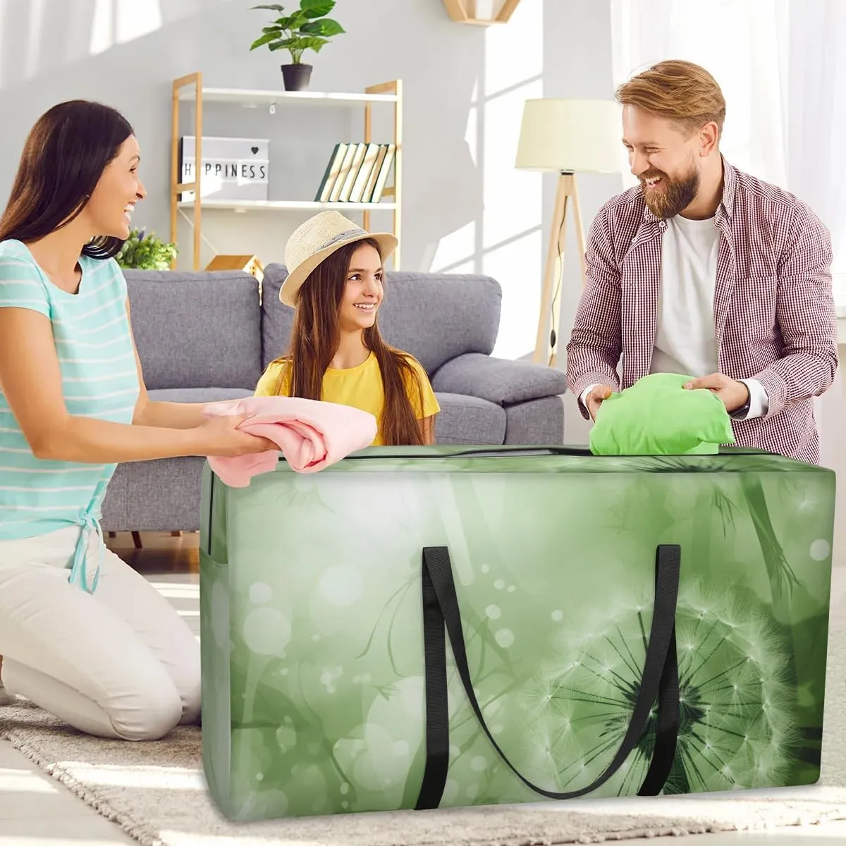 Extra Large Moving Bags Dandelion Theme Storage Bags with Handles and Zippers Large Packing Bags for Space Saving Storage Totes Moving Supplies