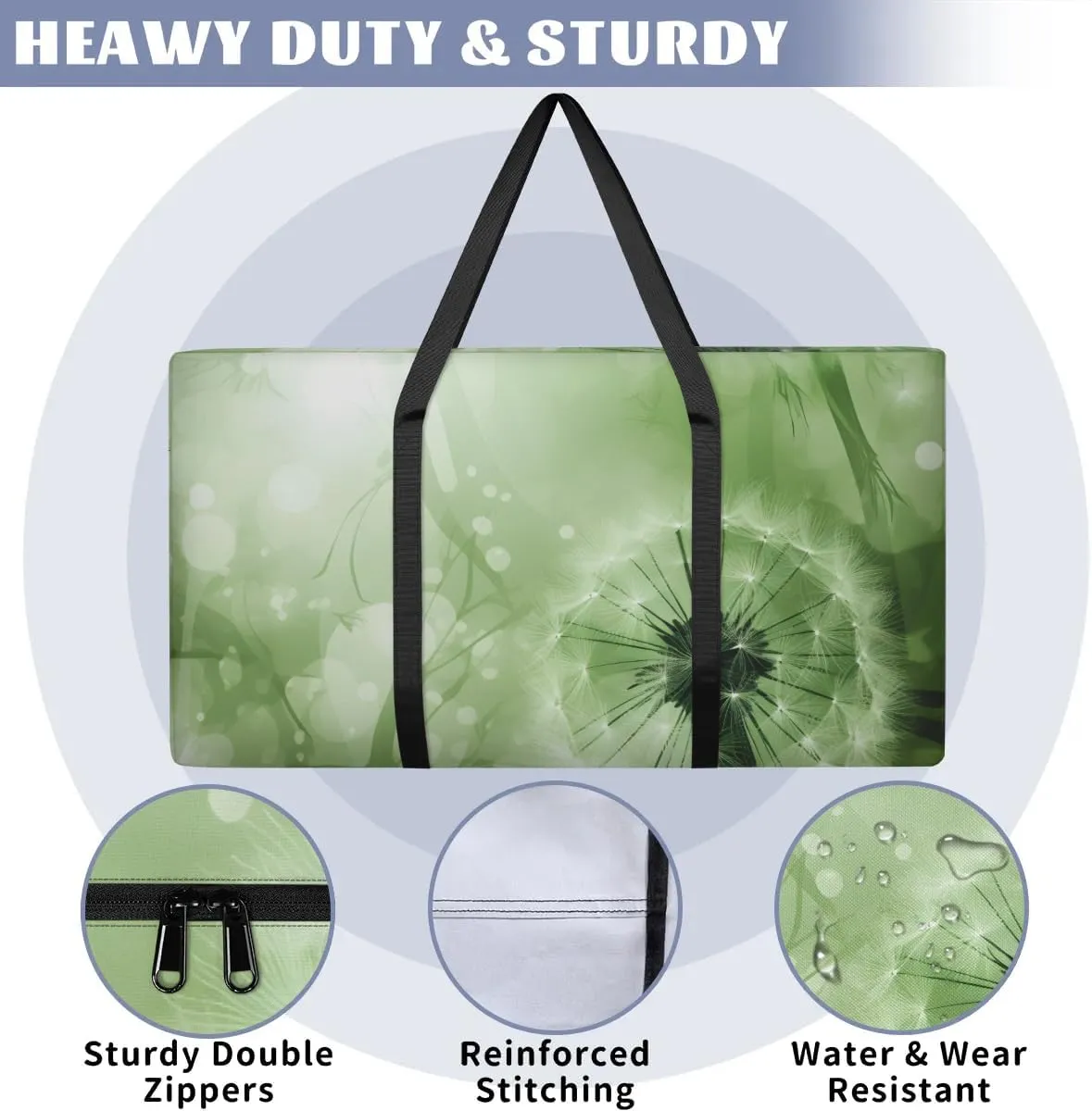 Extra Large Moving Bags Dandelion Theme Storage Bags with Handles and Zippers Large Packing Bags for Space Saving Storage Totes Moving Supplies