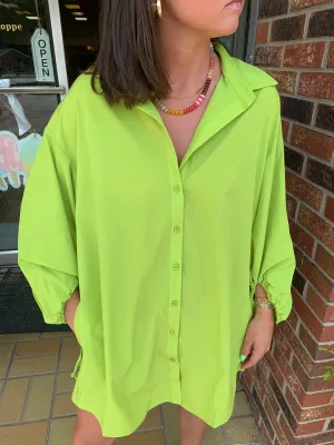 Feeling Flirty Puff Sleeve Button Up Shirt Dress