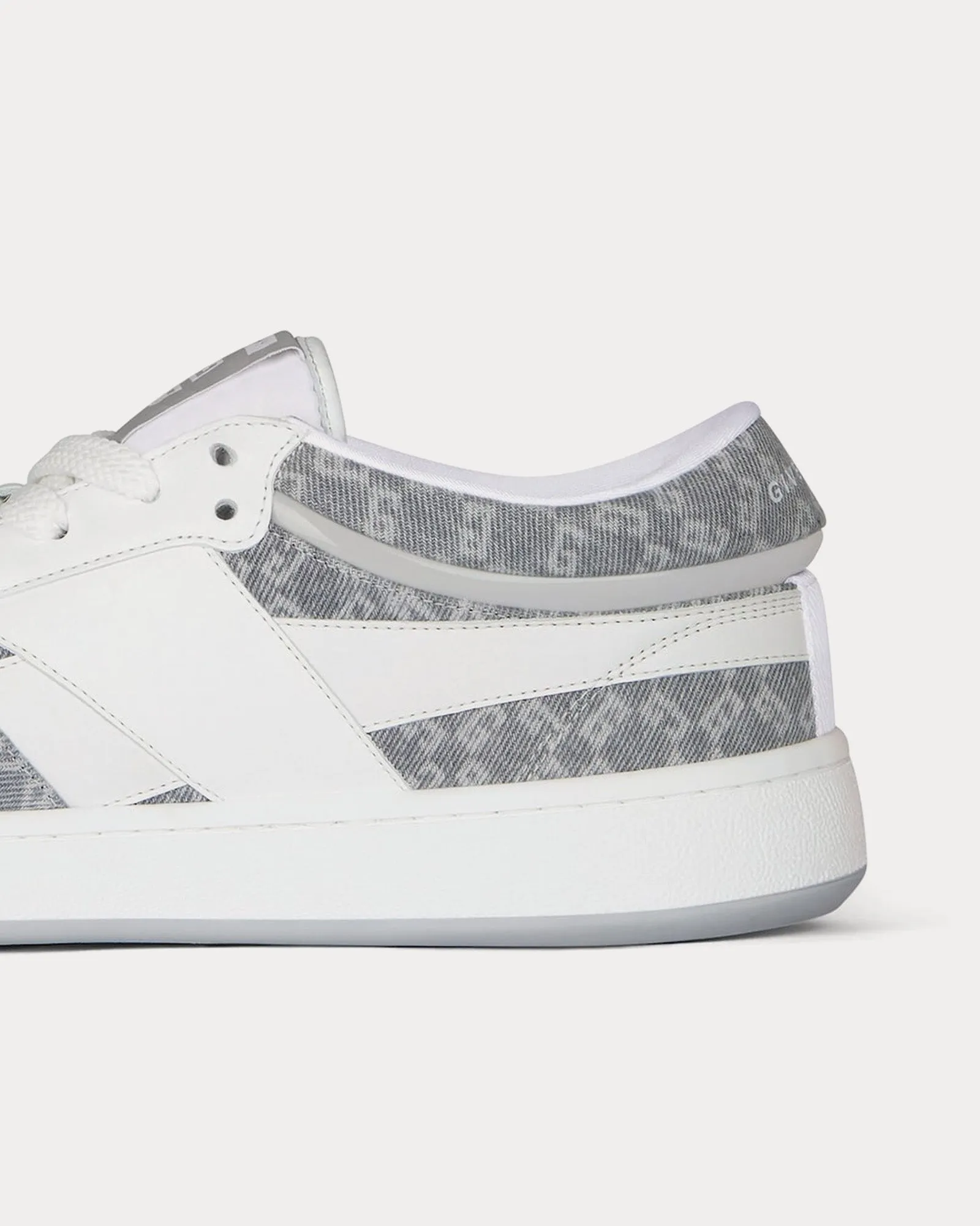 G Move Mixed Leathers & Denim Monogram 72 Grey / White Low Top Sneakers