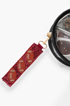 Garnet Sequin Football Wrist Strap