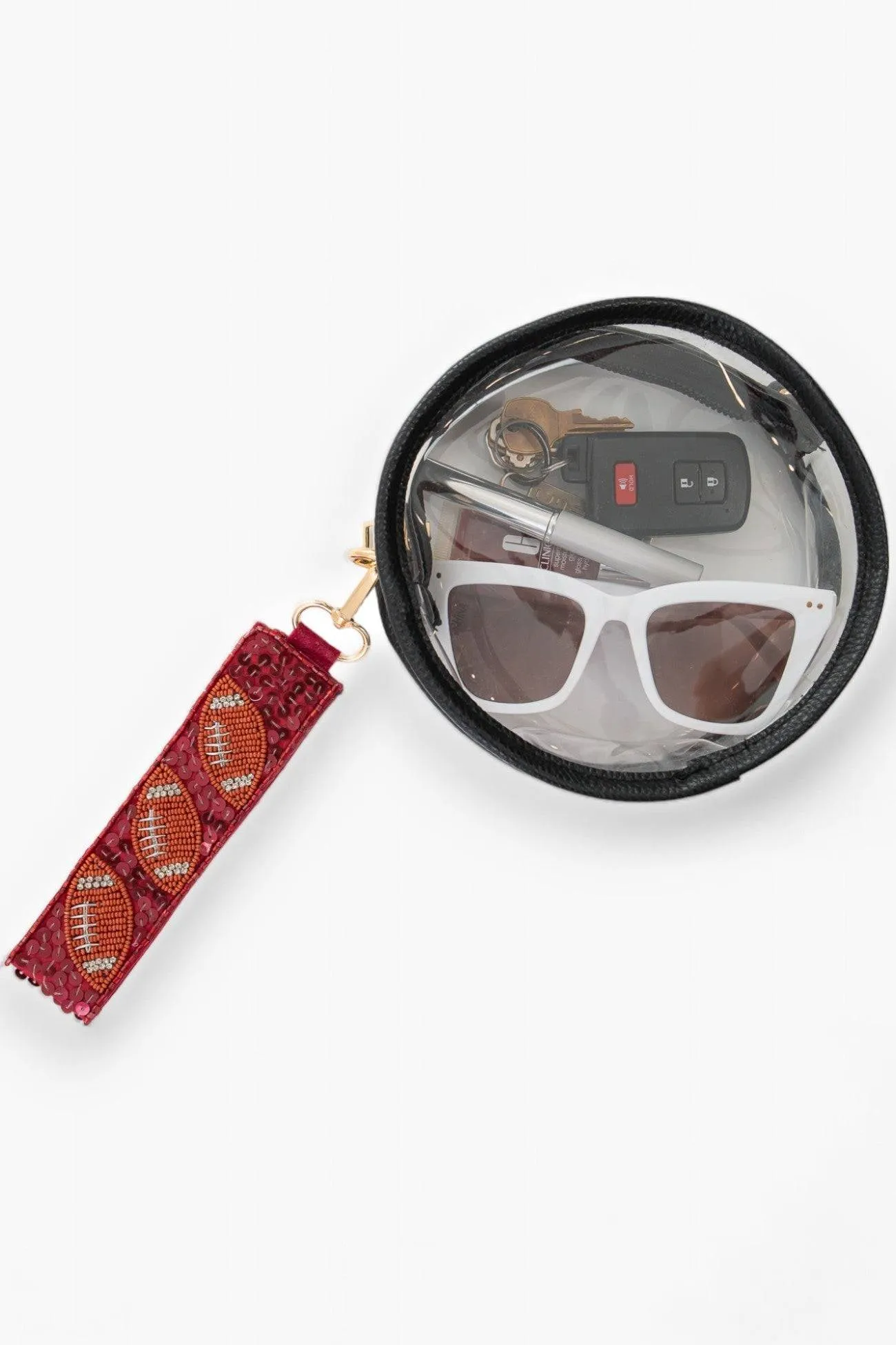 Garnet Sequin Football Wrist Strap