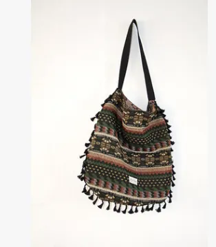 Geometric Tribal Tasselled Tote Bags