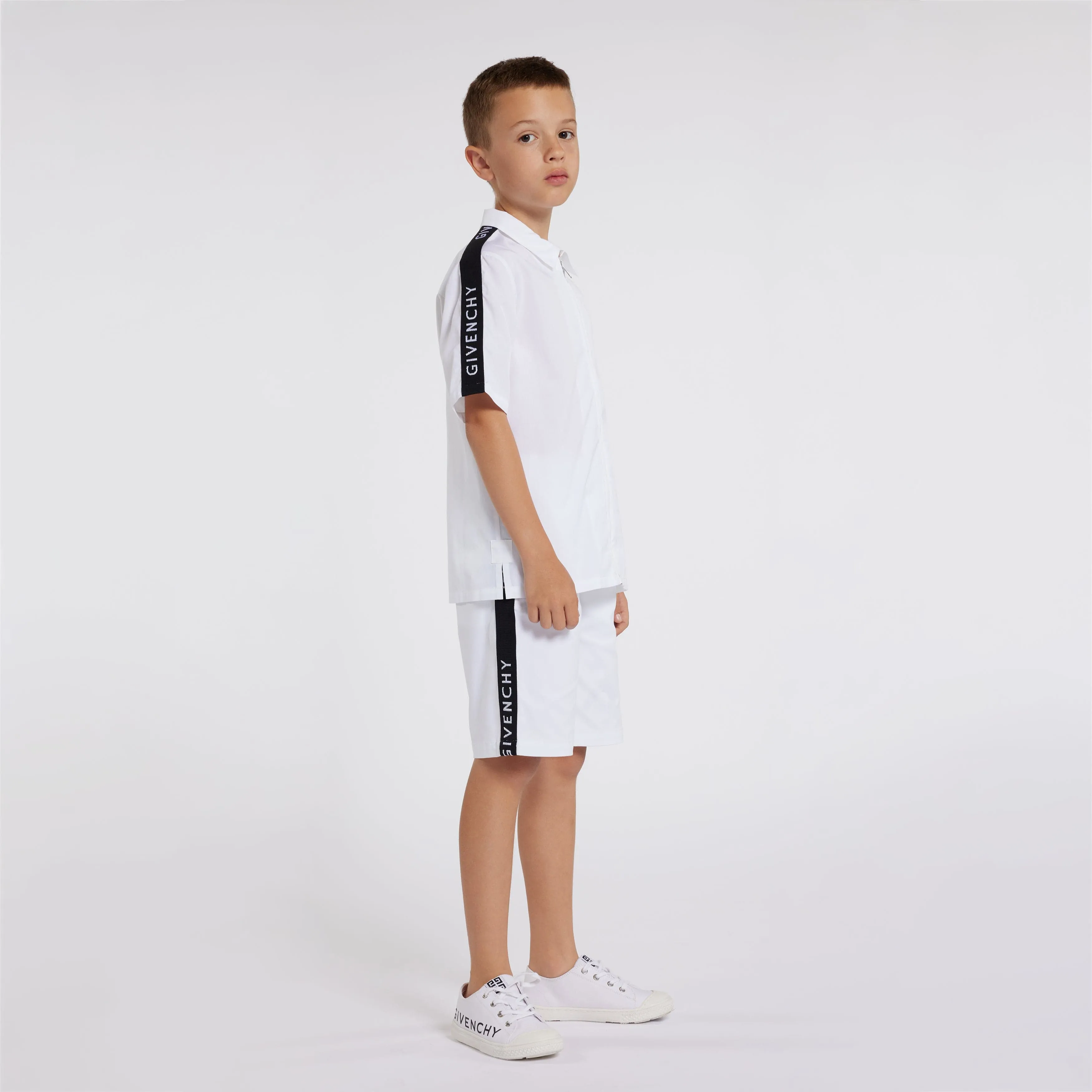 Givenchy Boys Zip Front Shirt in White