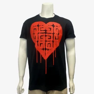 Givenchy men's black cotton t-shirt with heart motif
