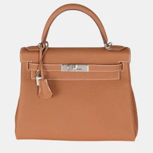 Gold Togo Retourne Kelly 28 PHW Bag
