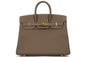 Hermès Birkin 25 Retourne Togo Etoupe GHW