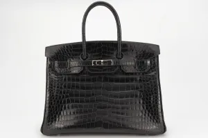 Hermès Birkin 35 Exotic Croc Lisse Black Noir PHW