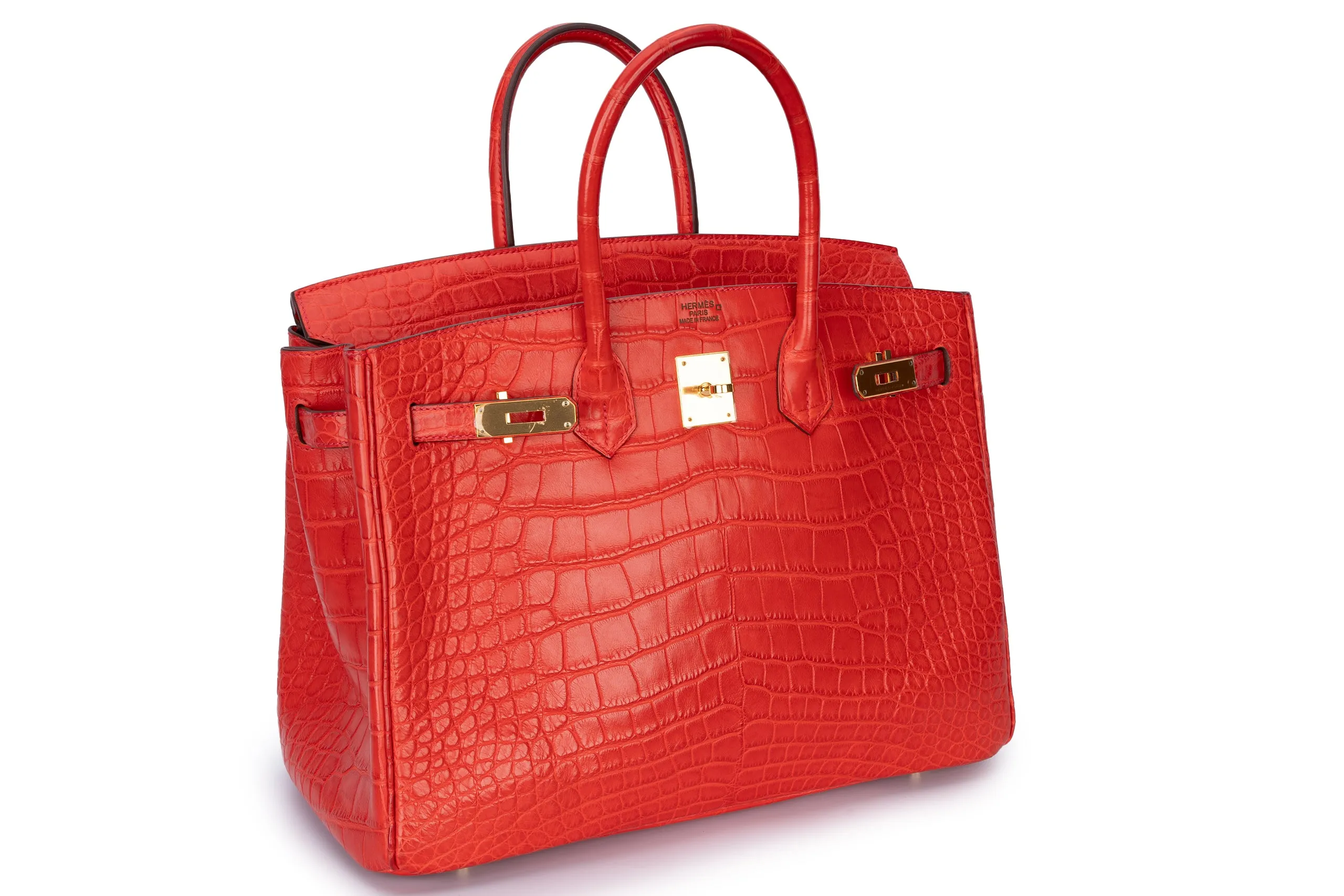 Hermès Birkin 35 Exotic Matte Alligator Geranium GHW