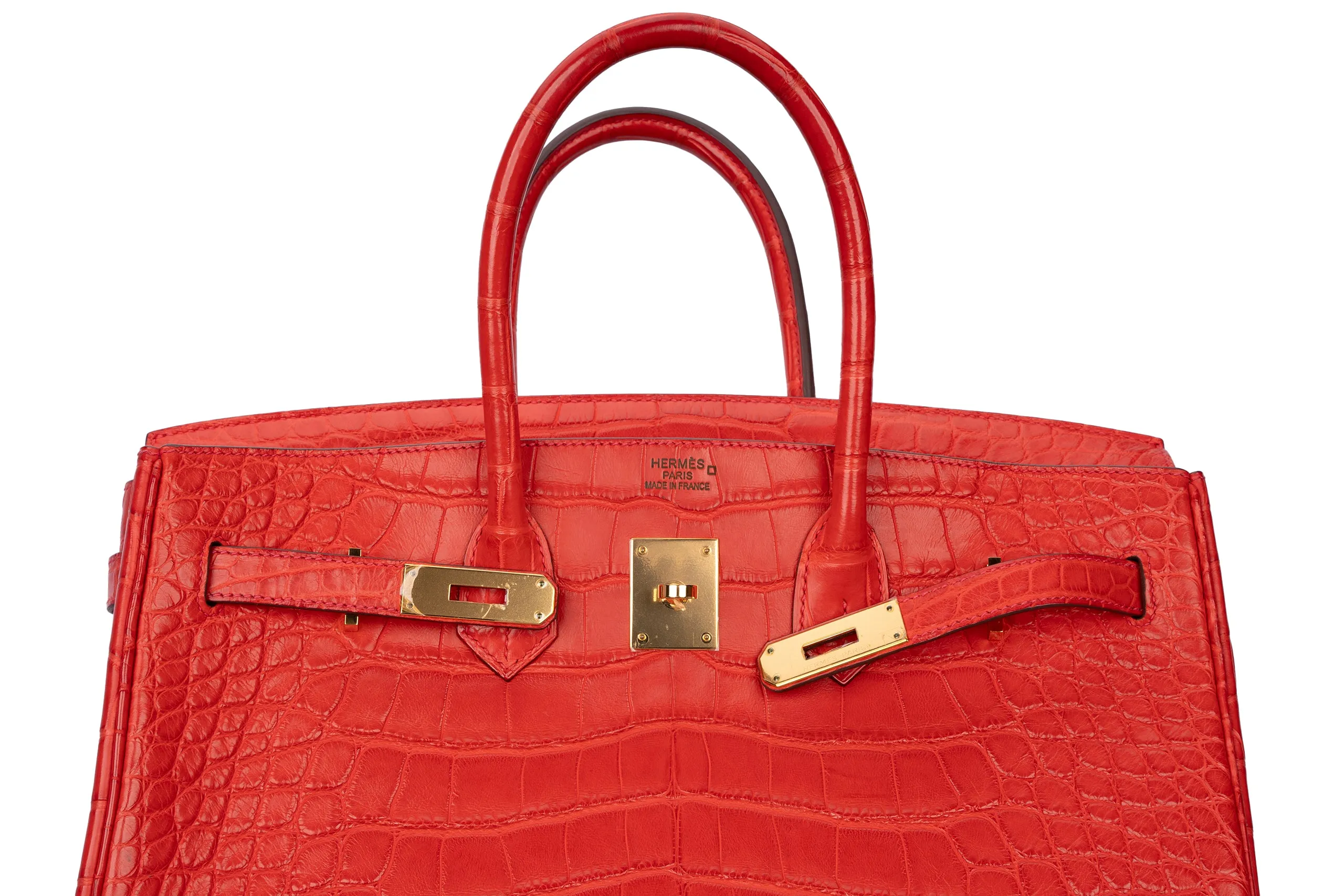 Hermès Birkin 35 Exotic Matte Alligator Geranium GHW