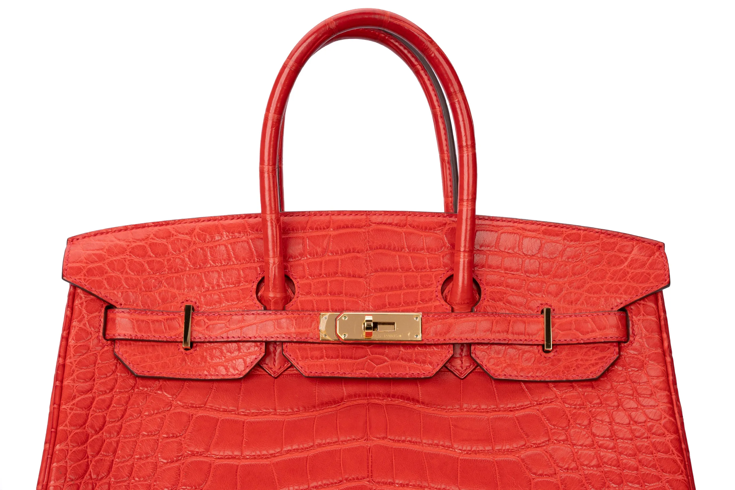 Hermès Birkin 35 Exotic Matte Alligator Geranium GHW