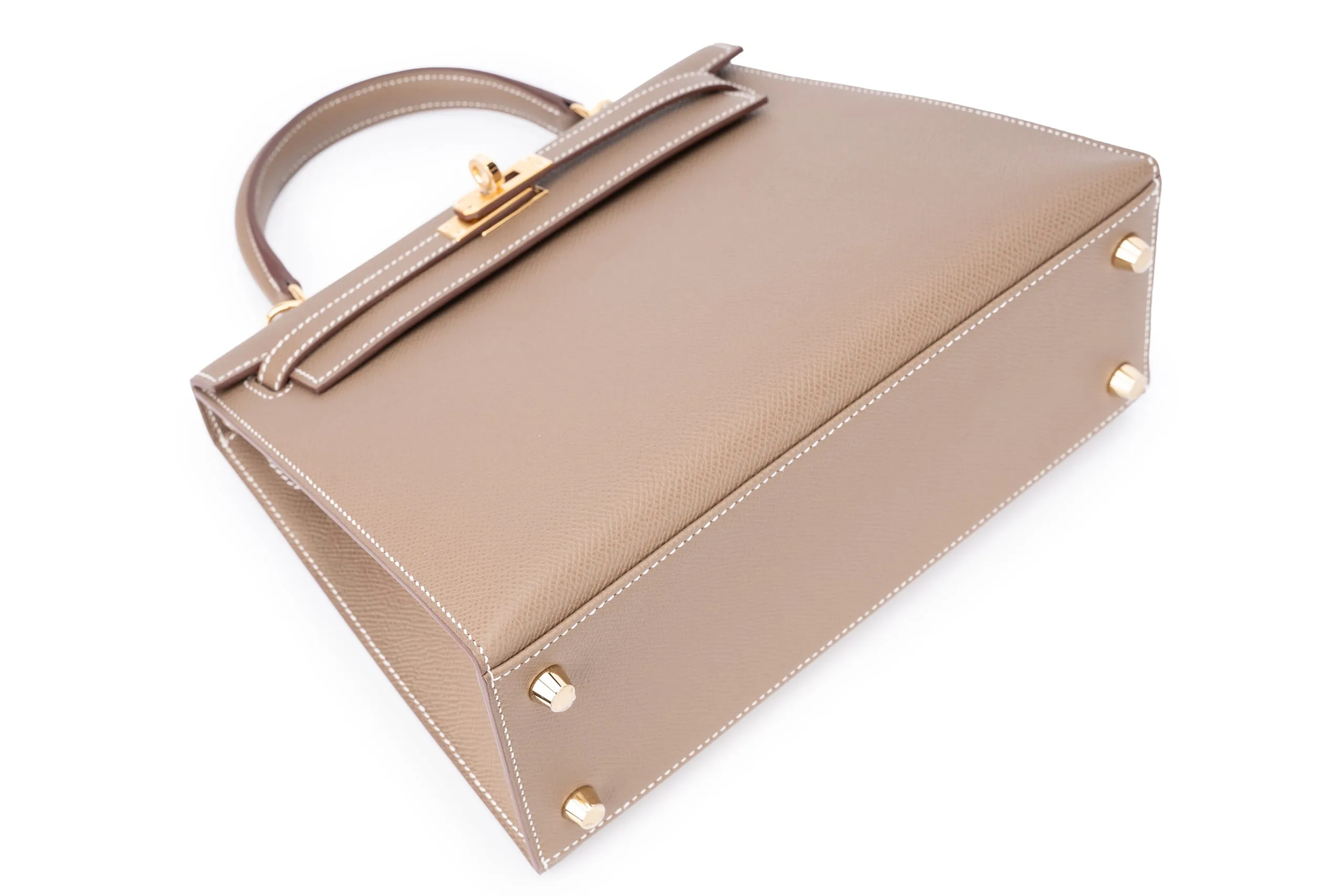 Hermès Kelly 25 Etoupe Epsom Sellier Gold Hardware