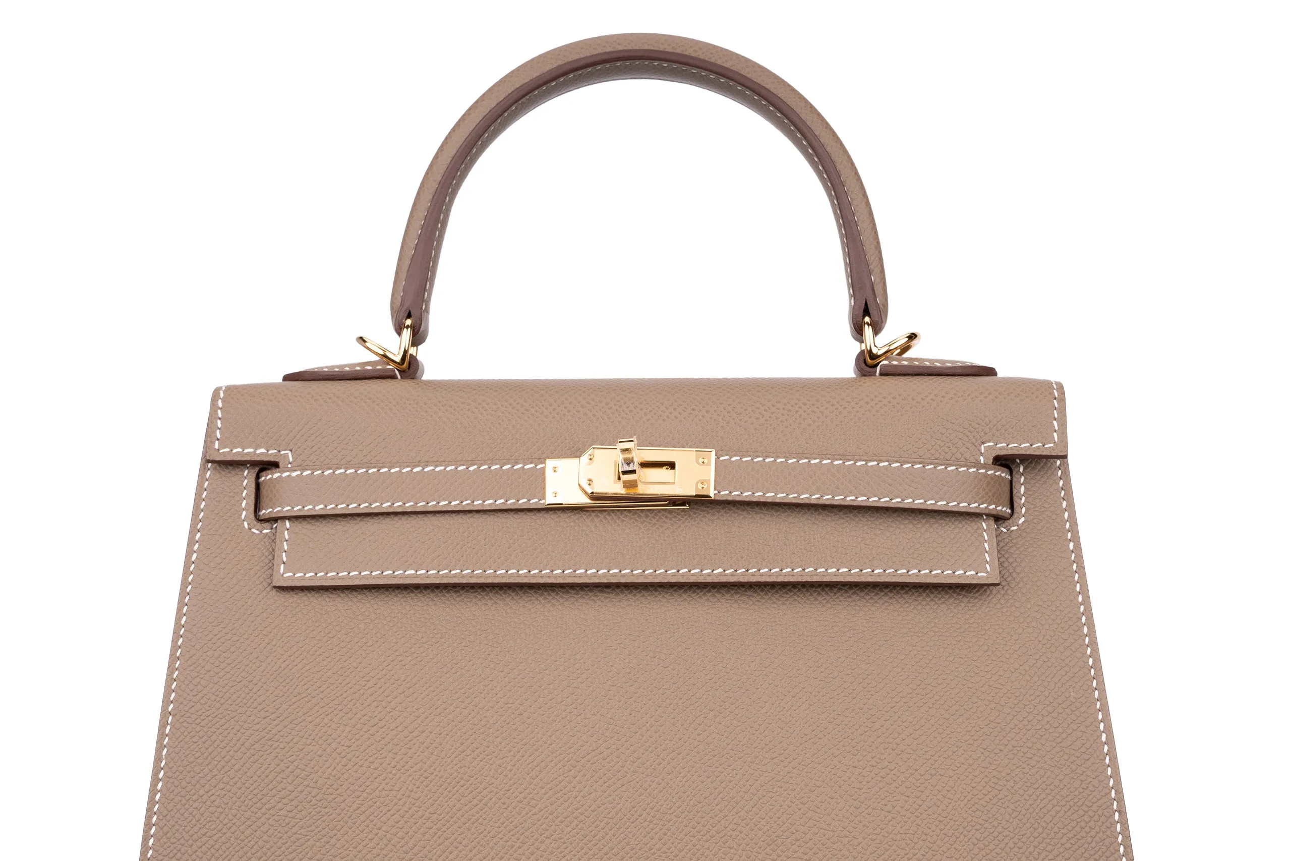 Hermès Kelly 25 Etoupe Epsom Sellier Gold Hardware