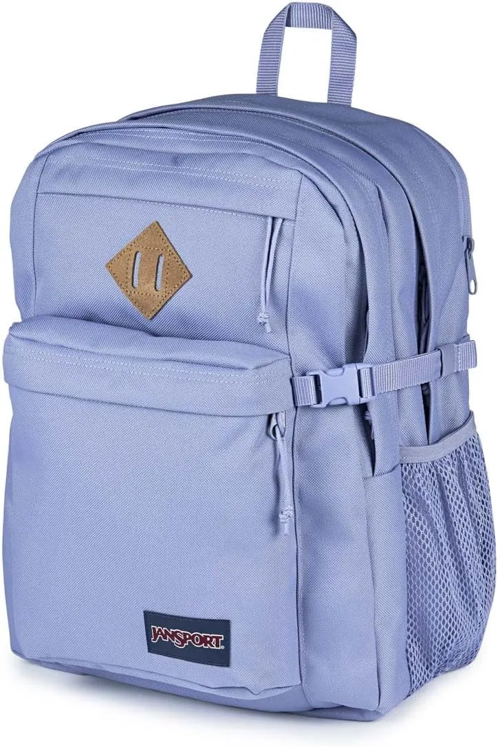 JanSport Main Campus FX Backpack - Travel or Work Bag w 15-Inch Laptop Pack with Leather Trim, Lavender Ash