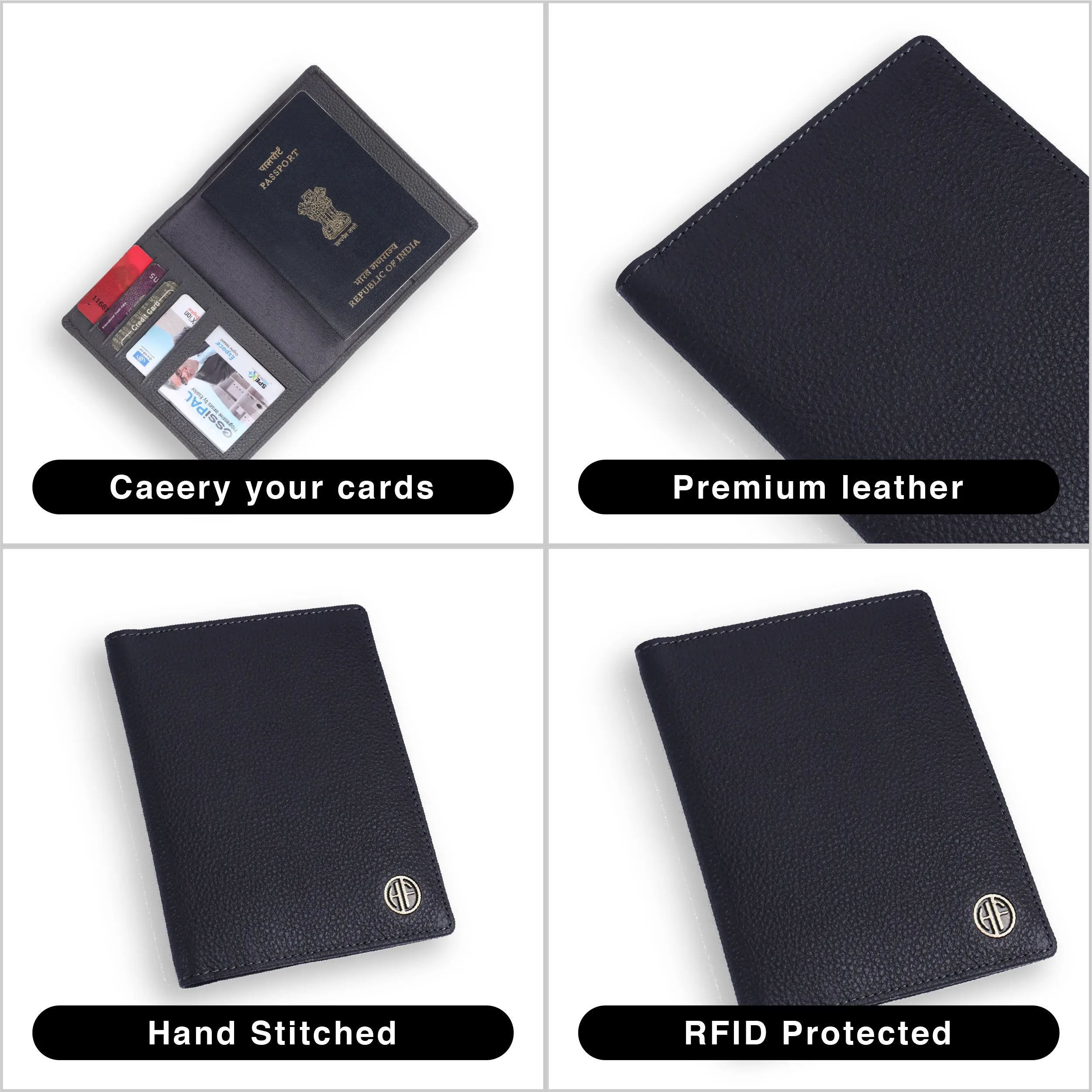 Leather Travel Passport Holder For Men And Women With Passport Slot, Card Slots, ID Card Slot - RFID Protected