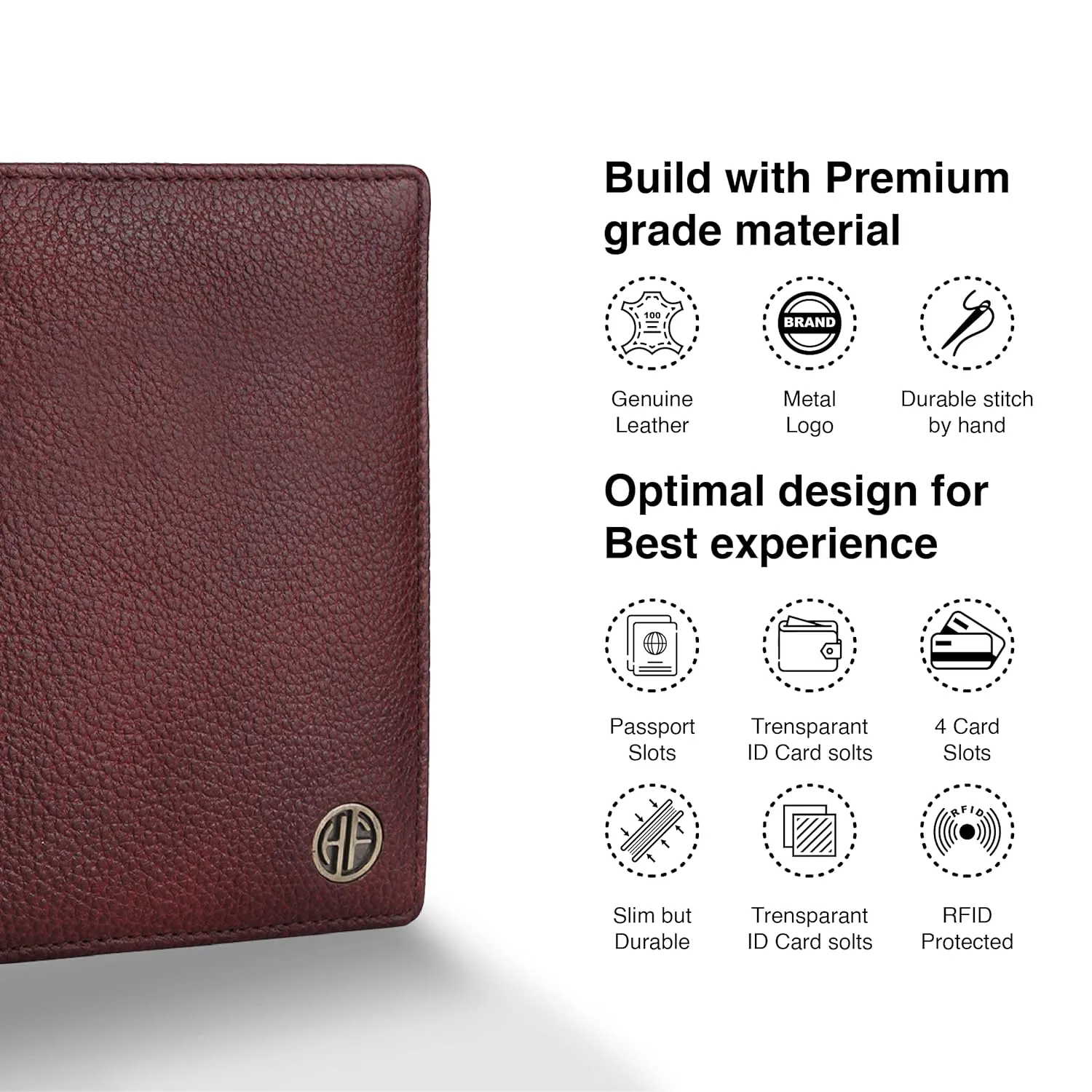 Leather Travel Passport Holder For Men And Women With Passport Slot, Card Slots, ID Card Slot - RFID Protected