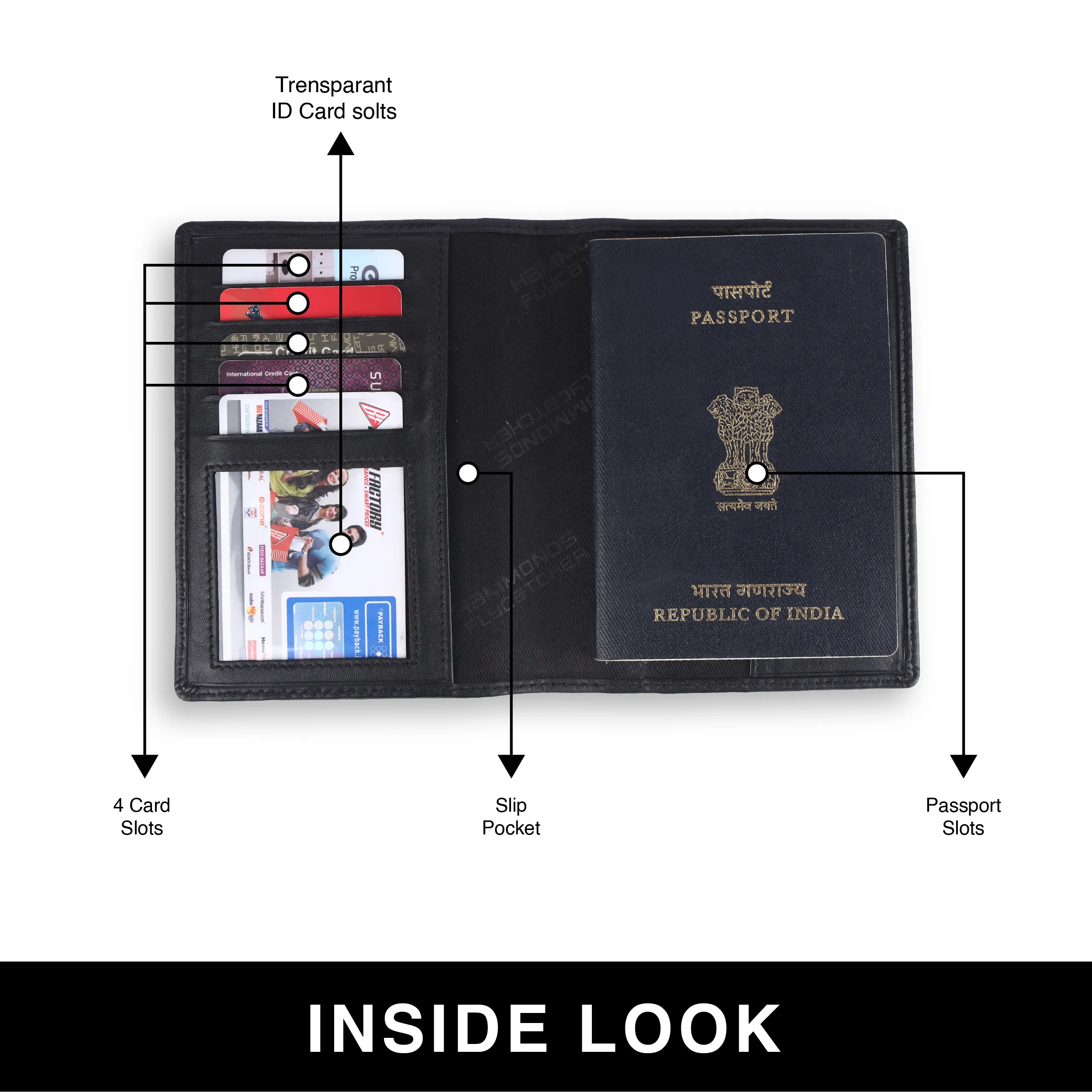Leather Travel Passport Holder For Men And Women With Passport Slot, Card Slots, ID Card Slot - RFID Protected