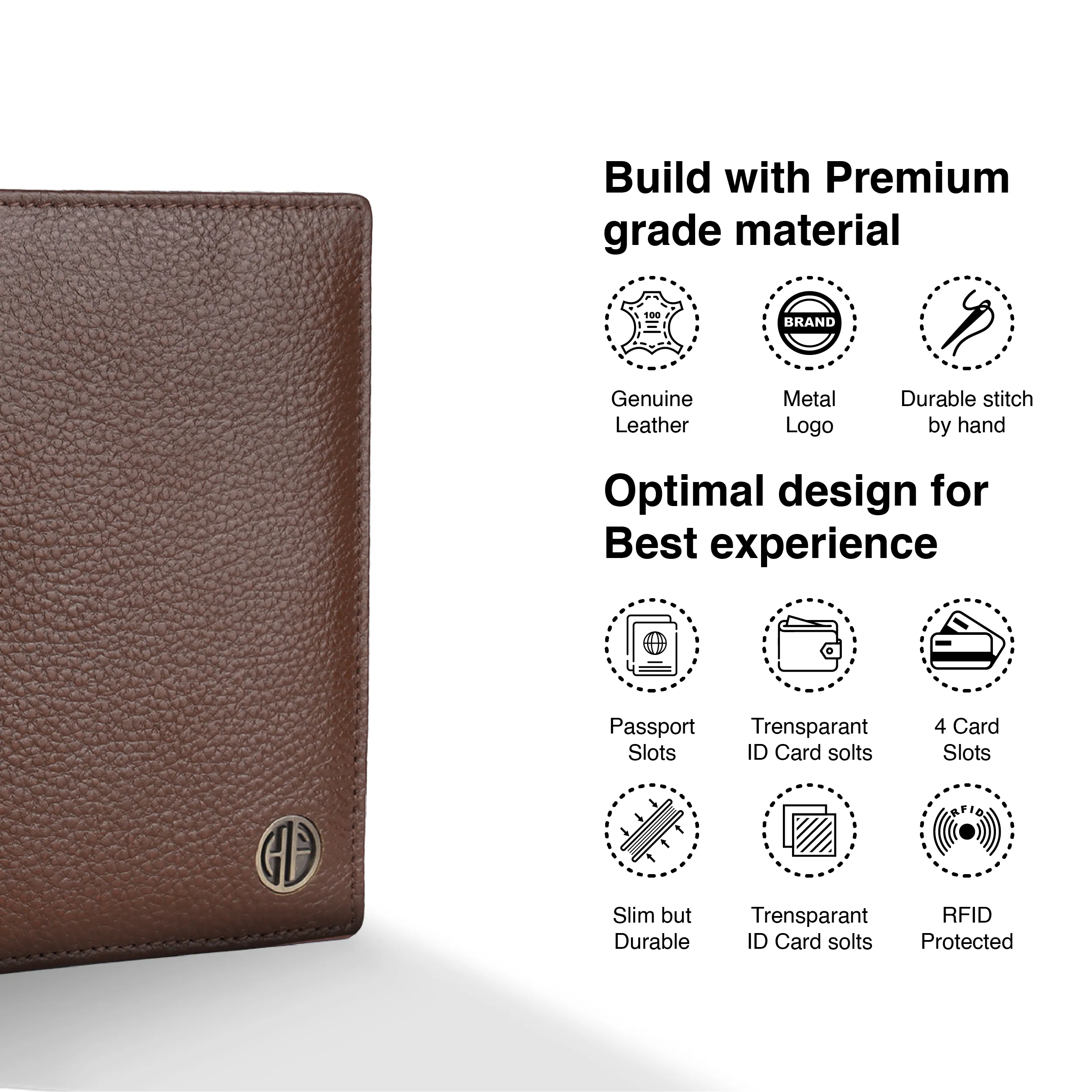 Leather Travel Passport Holder For Men And Women With Passport Slot, Card Slots, ID Card Slot - RFID Protected