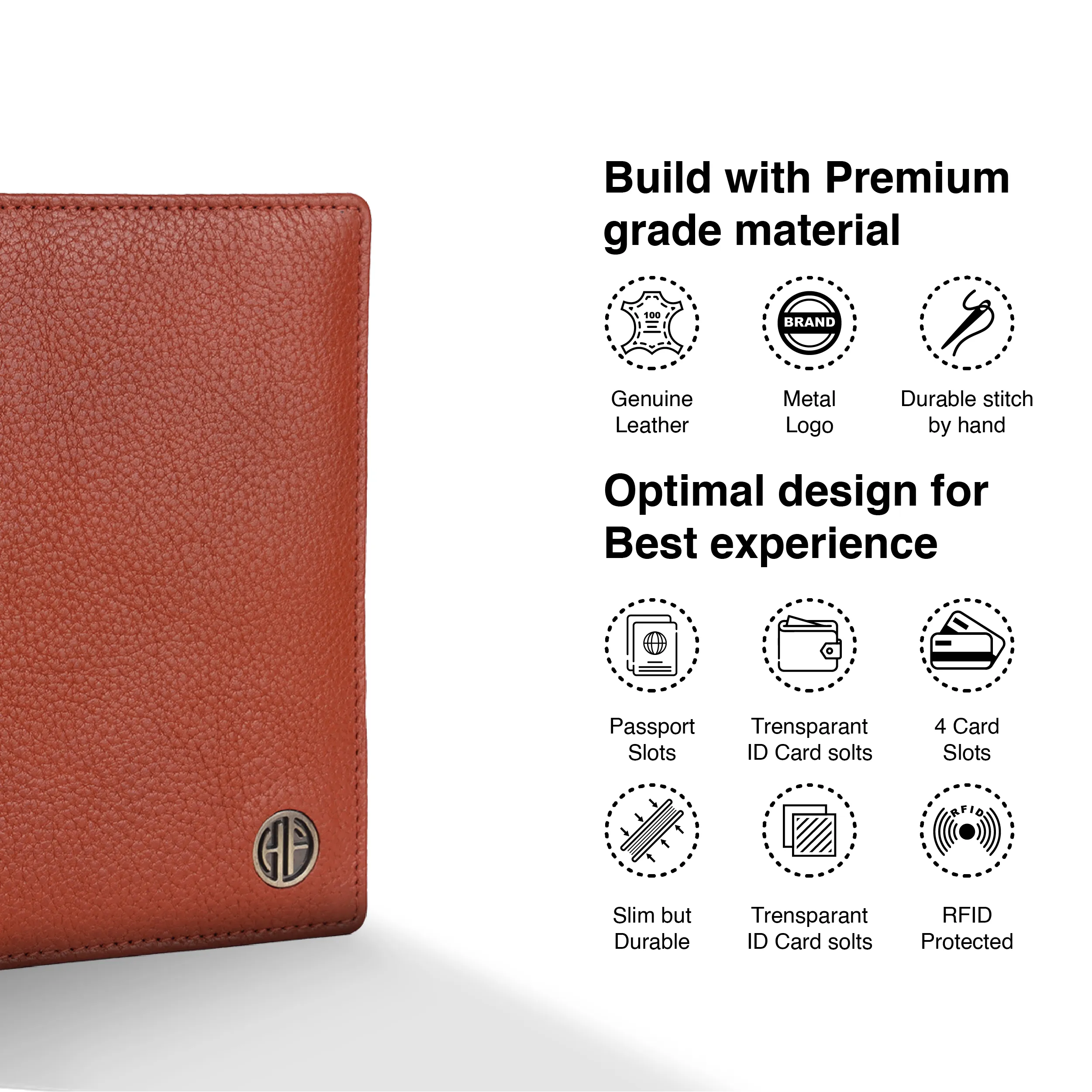 Leather Travel Passport Holder For Men And Women With Passport Slot, Card Slots, ID Card Slot - RFID Protected