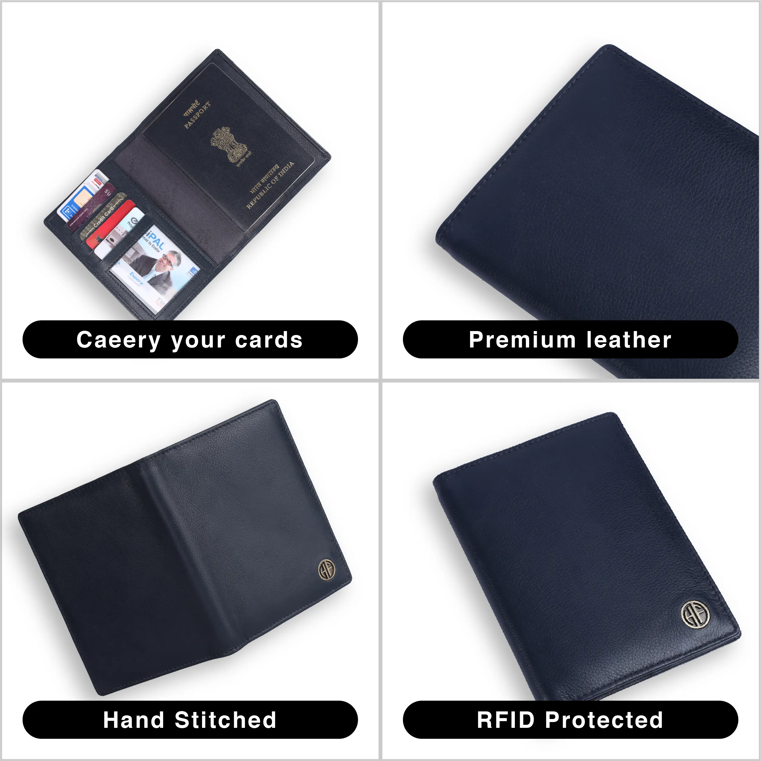 Leather Travel Passport Holder For Men And Women With Passport Slot, Card Slots, ID Card Slot - RFID Protected
