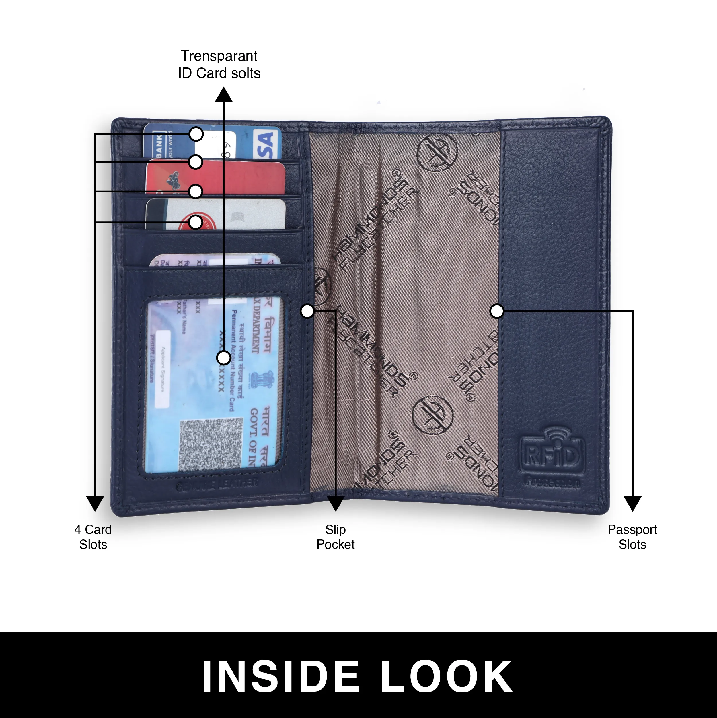 Leather Travel Passport Holder For Men And Women With Passport Slot, Card Slots, ID Card Slot - RFID Protected