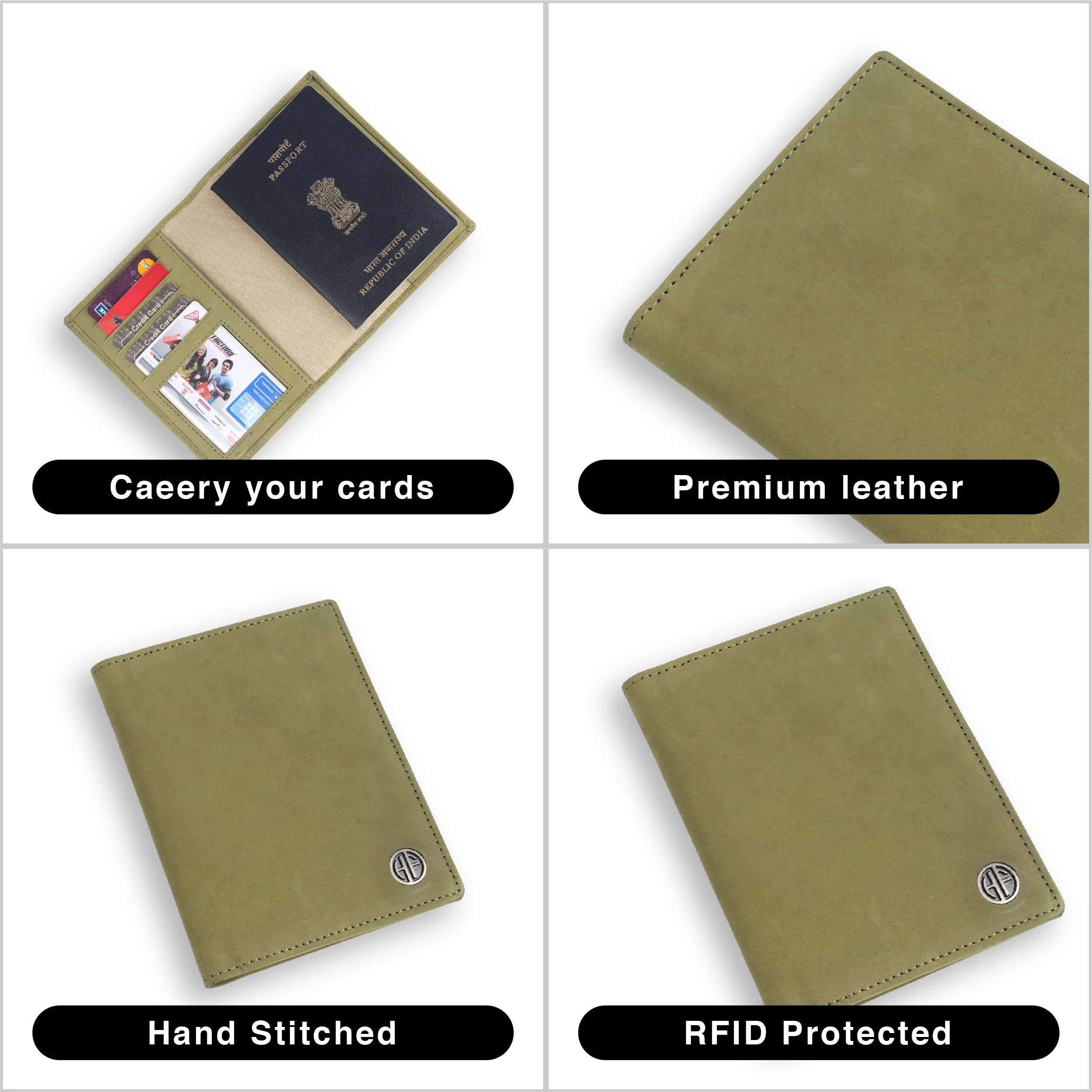 Leather Travel Passport Holder For Men And Women With Passport Slot, Card Slots, ID Card Slot - RFID Protected