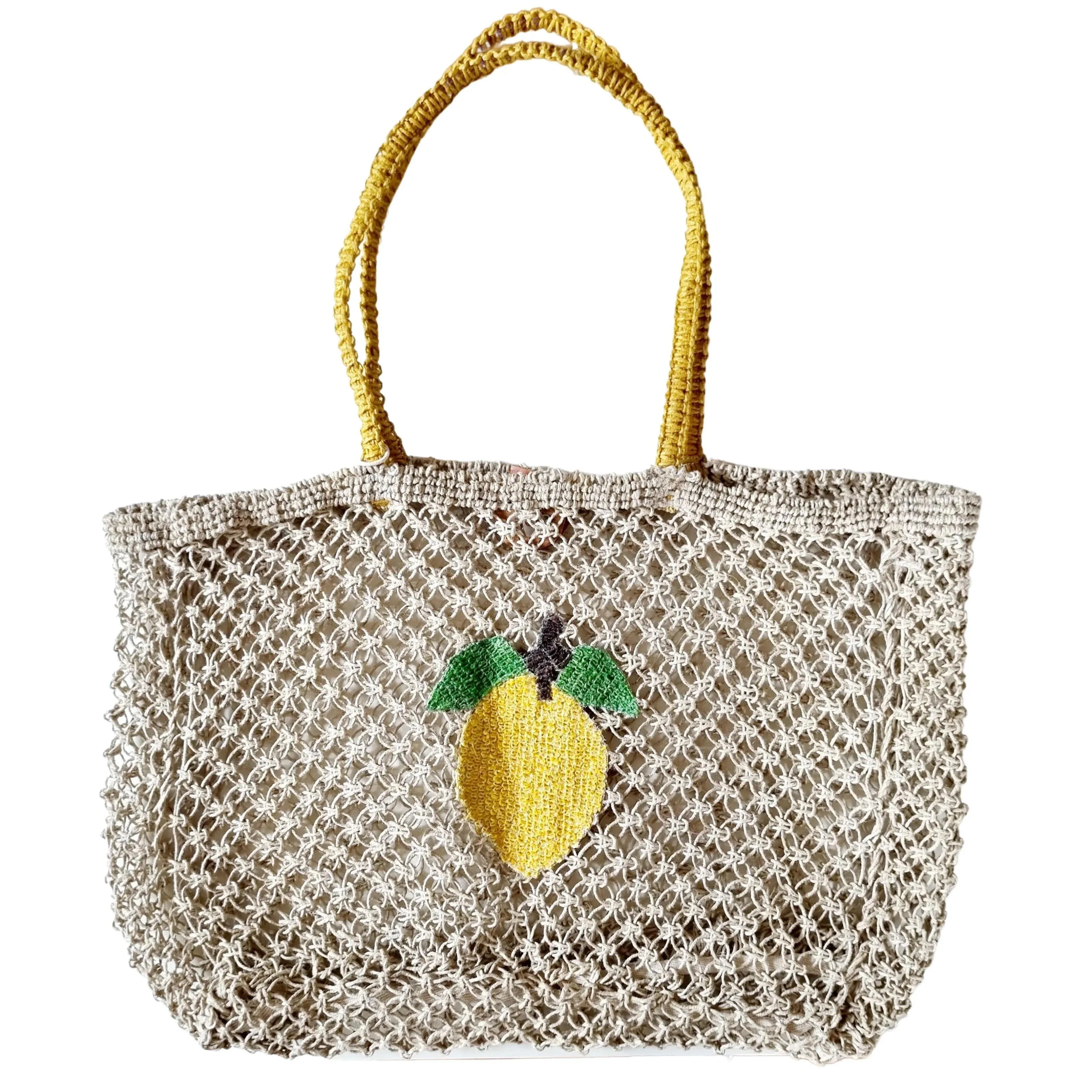 Lemon Jute Tote Bag