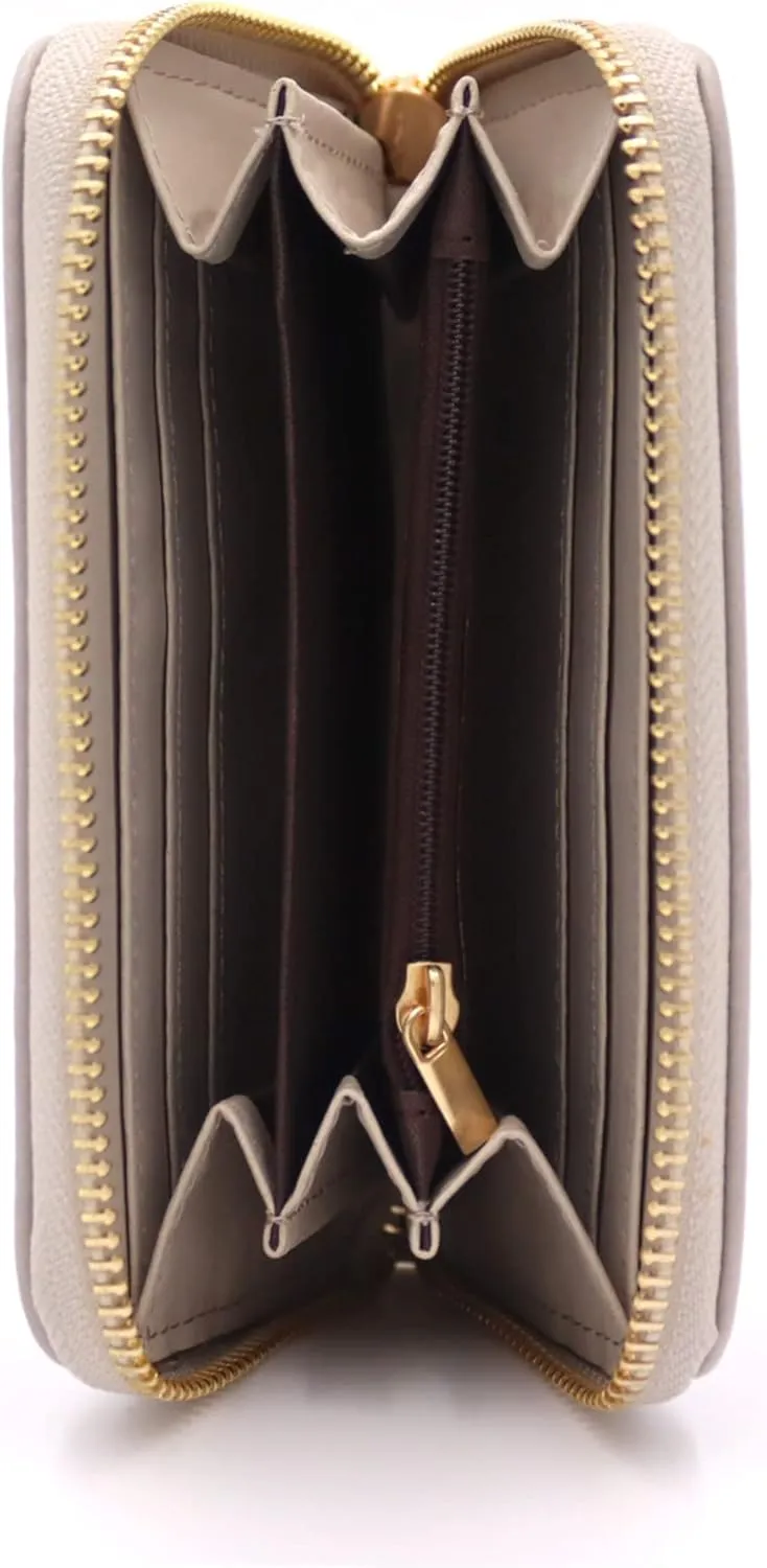 LOVESOME Womens Small Zip Around, Double Zip Around - Double Compartment Wristlet Wallet with Wrist Strap