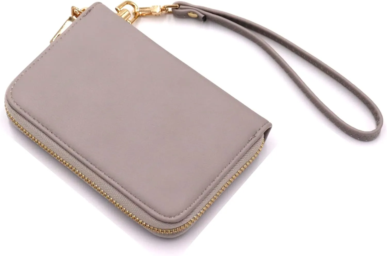 LOVESOME Womens Small Zip Around, Double Zip Around - Double Compartment Wristlet Wallet with Wrist Strap