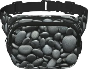 Many Black Pebbles Print Trendy pack crossbod Square Double Layer Waist Bag Travel and Workout Accessory