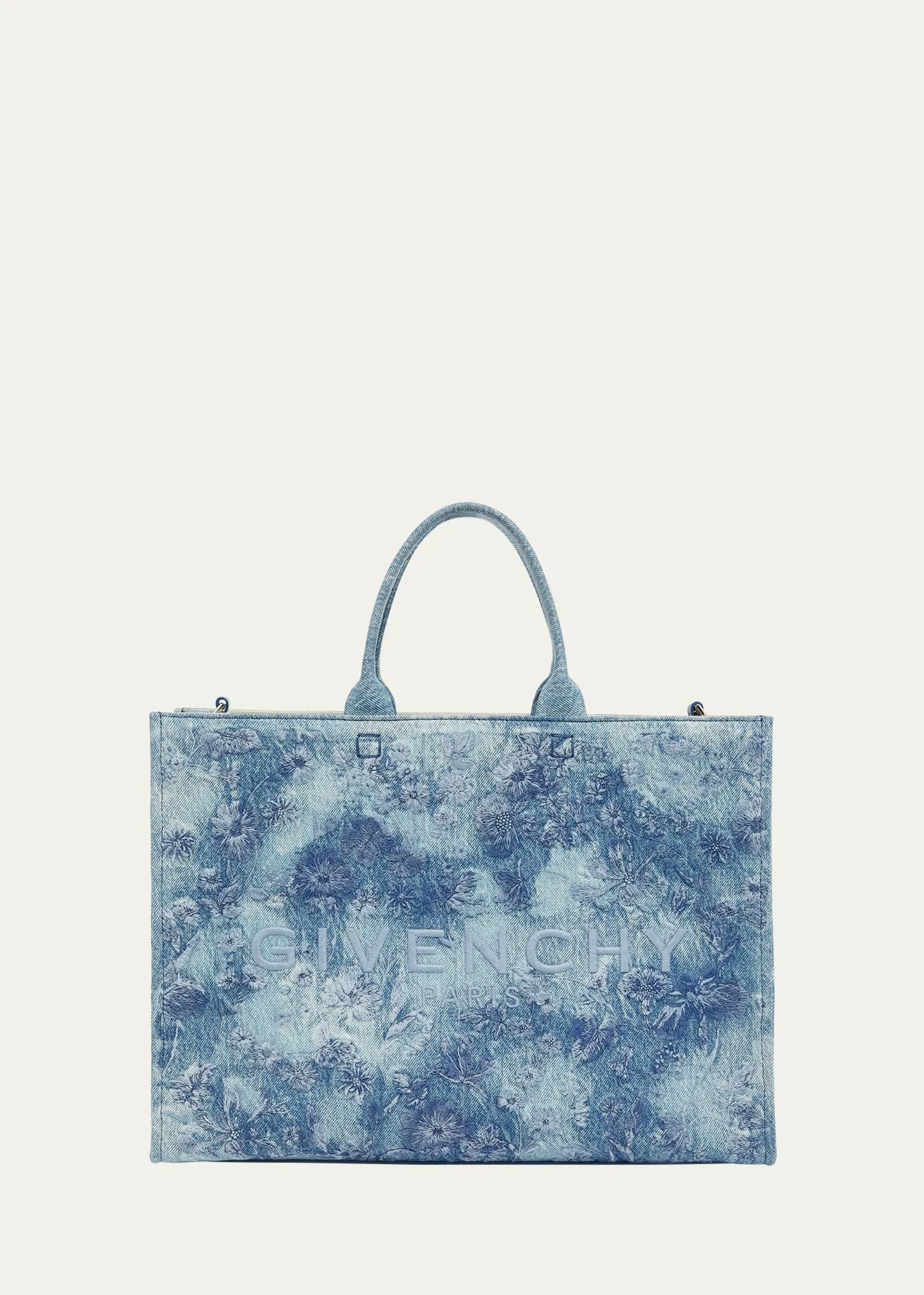 Medium G-Tote Bag in Floral Distressed Denim