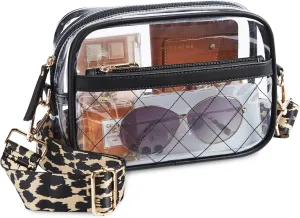 Missnine Clear Bag for Stadium Events Quilted Clear Purse for Women Stadium Approved PVC Crossbody Concert Bag