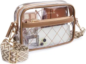 Missnine Clear Bag for Stadium Events Quilted Clear Purse for Women Stadium Approved PVC Crossbody Concert Bag