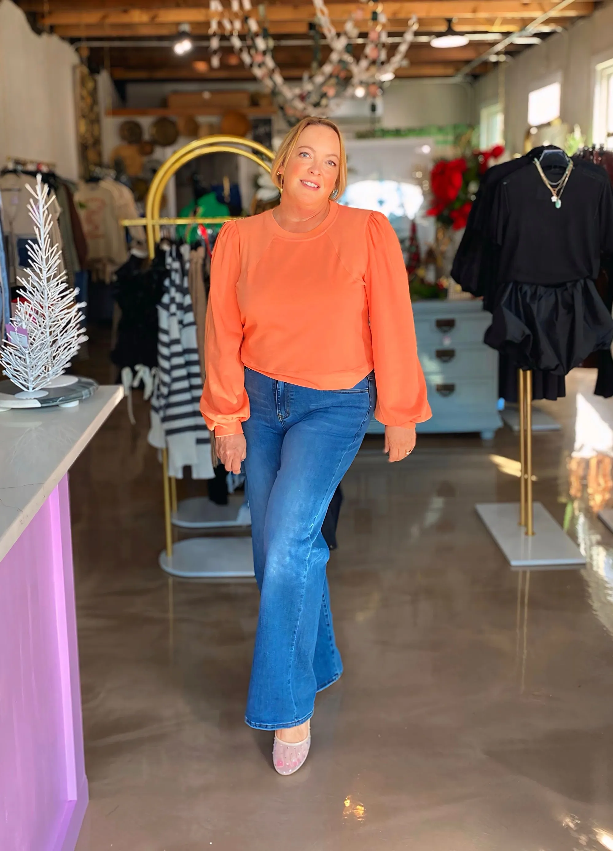 Misty Orange Puff Sweatshirt