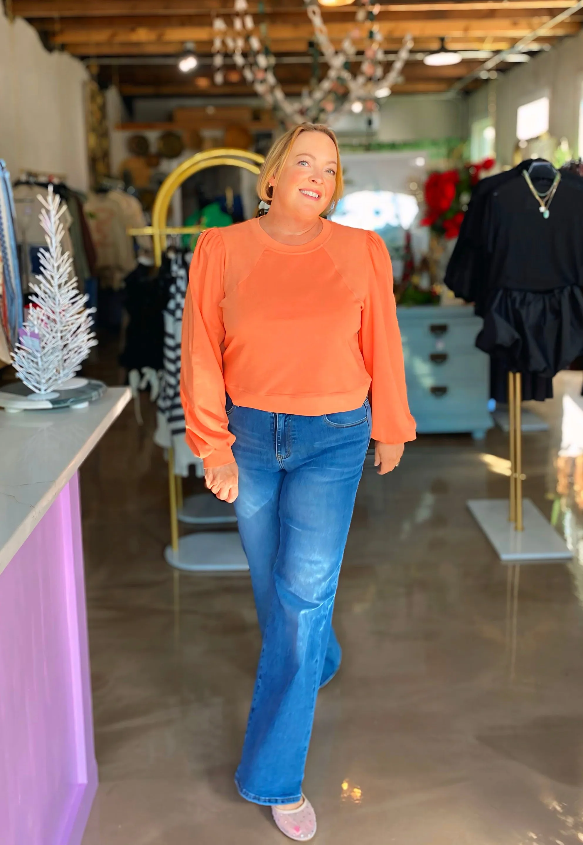 Misty Orange Puff Sweatshirt
