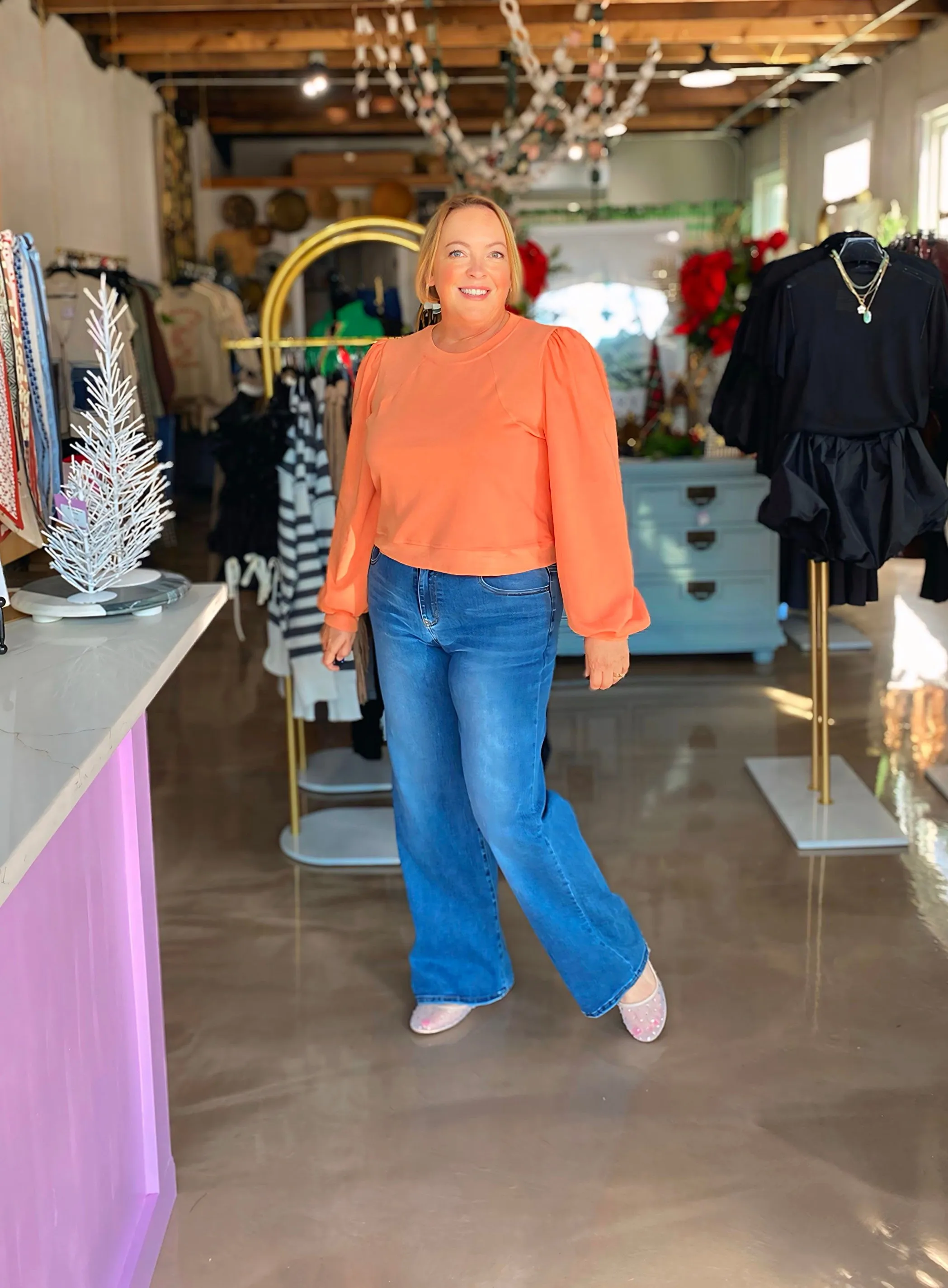Misty Orange Puff Sweatshirt