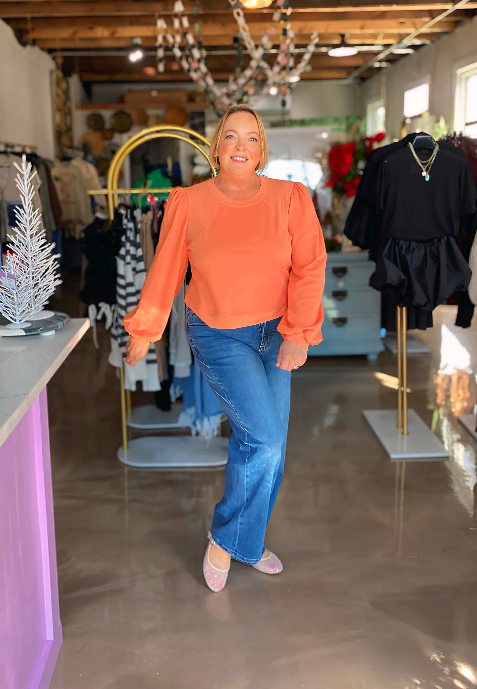 Misty Orange Puff Sweatshirt