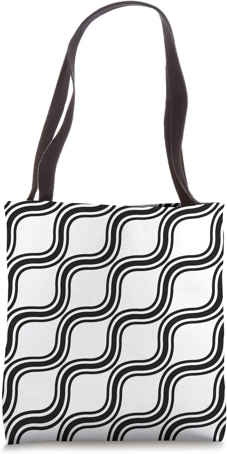 Monochrome Geometric Diagonal Pattern Tote Bag