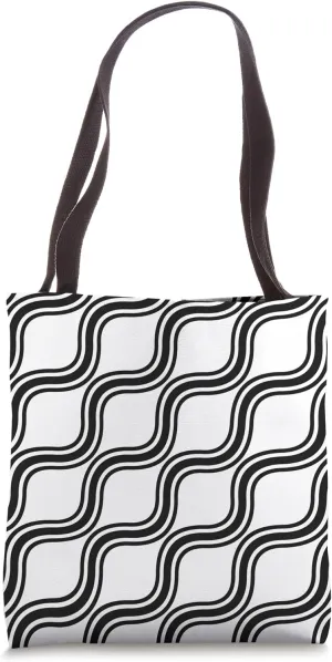 Monochrome Geometric Diagonal Pattern Tote Bag