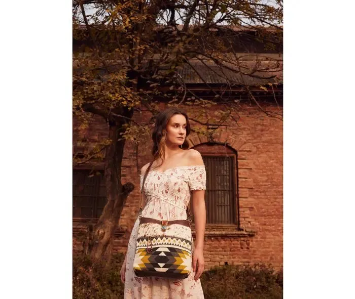 Mustard Aztec & Brown Cowhide Bags Set - Options