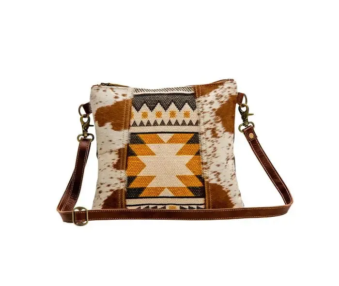 Mustard Aztec & Brown Cowhide Bags Set - Options