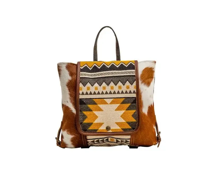 Mustard Aztec & Brown Cowhide Bags Set - Options