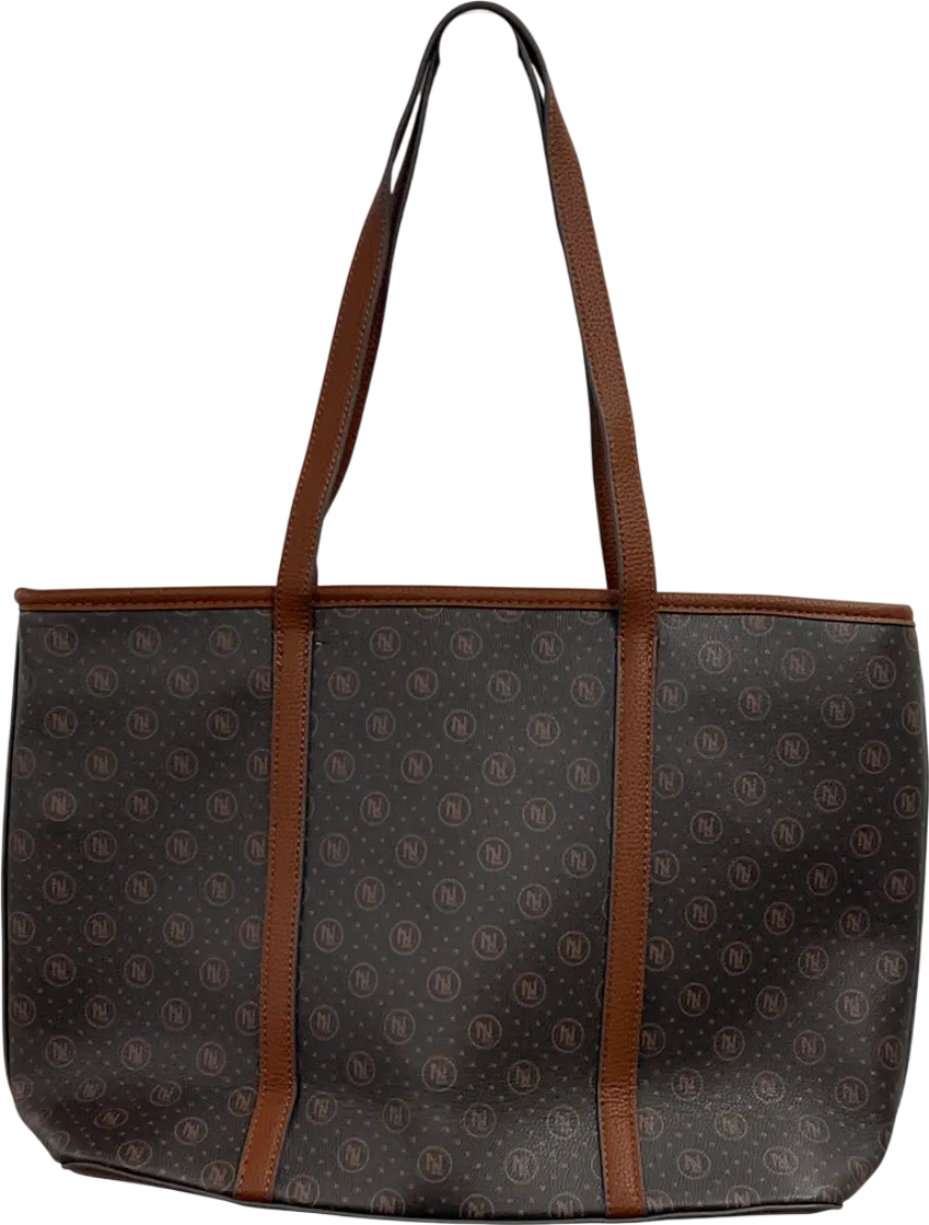 New Look Brown Monogram Faux Leather Tote Bag One Size