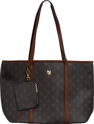New Look Brown Monogram Faux Leather Tote Bag One Size